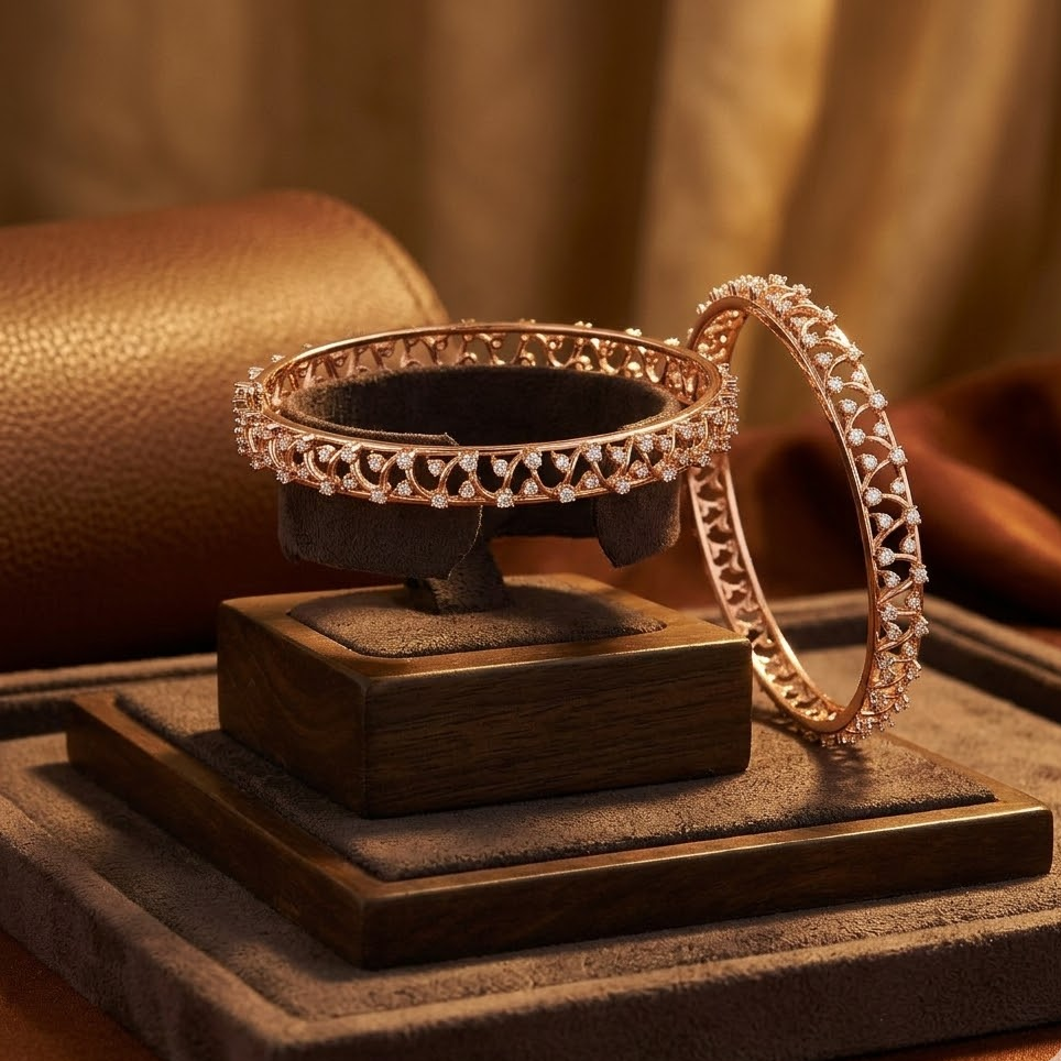 Stone Studded Diamond Bangles - 3
