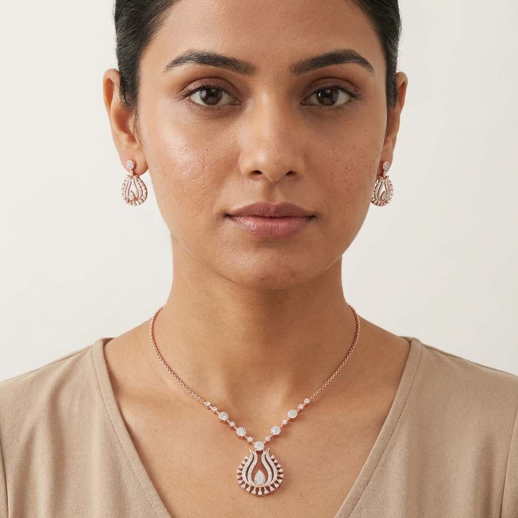 Golden Touch Diamond Elegance Necklace Set - 3