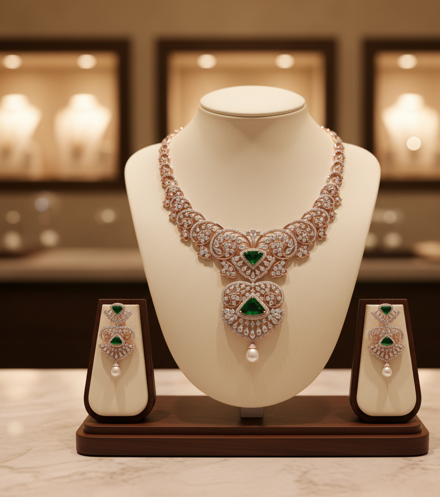 Shimmer Aura Diamond Necklace for Parties