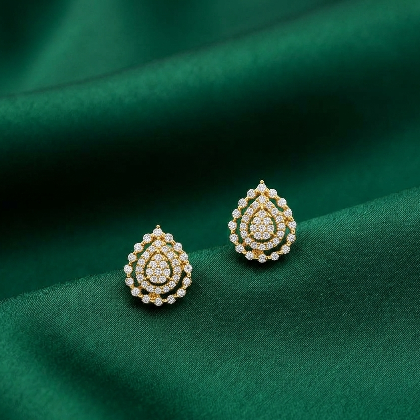Graceful Wave Design Diamond Earrings - 3