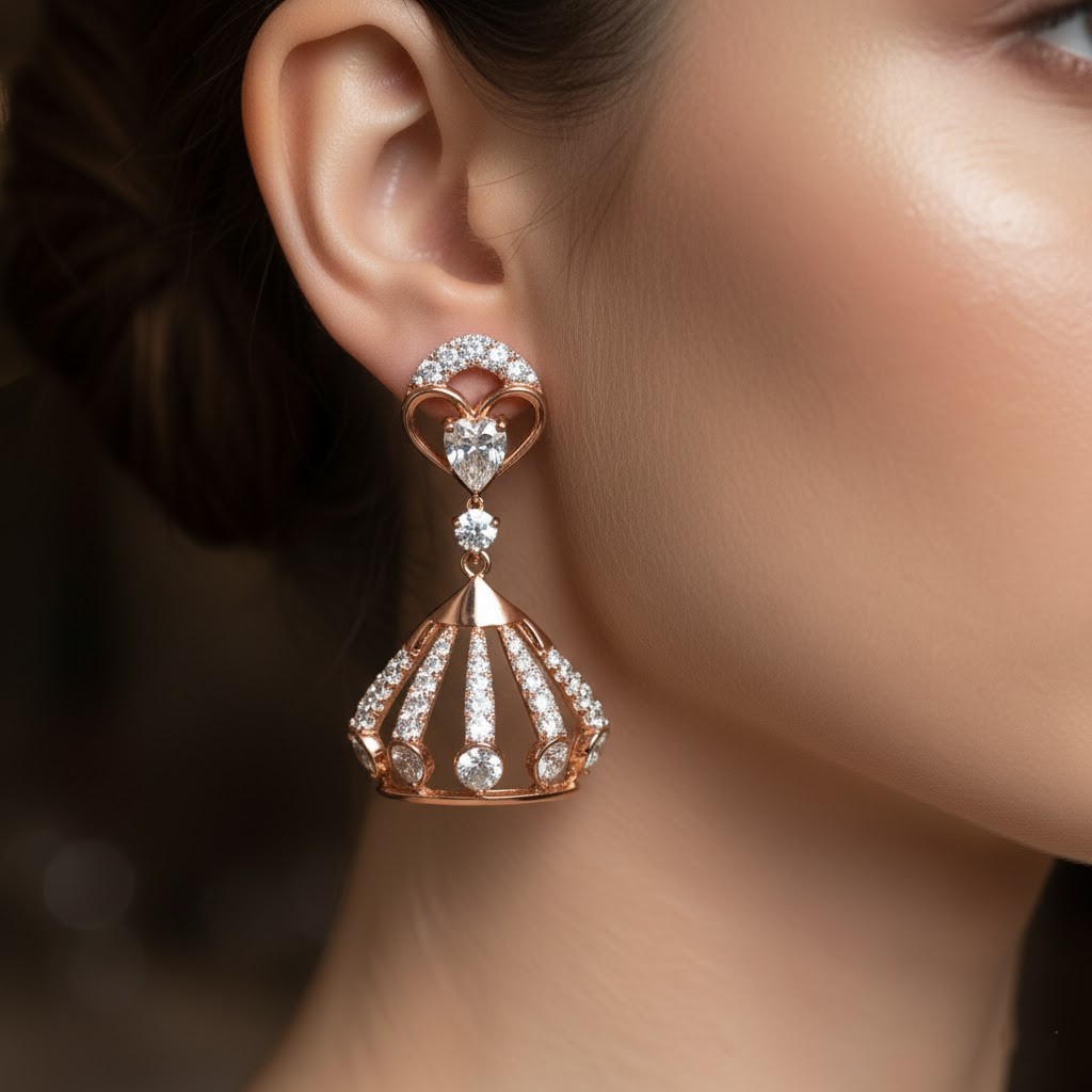 Festive Shine Diamond Jhumkis - 3