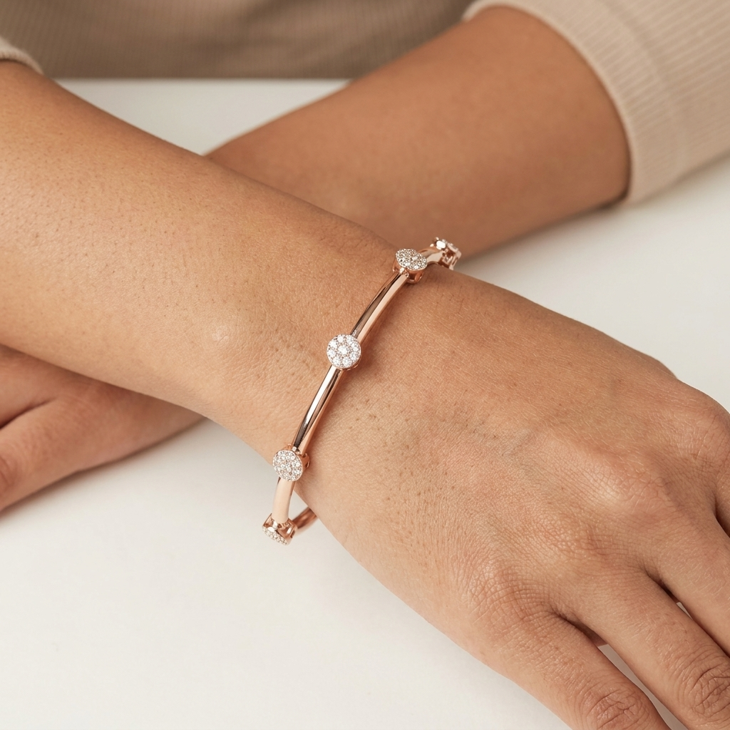 Gold Finish Diamond Bangles - 3