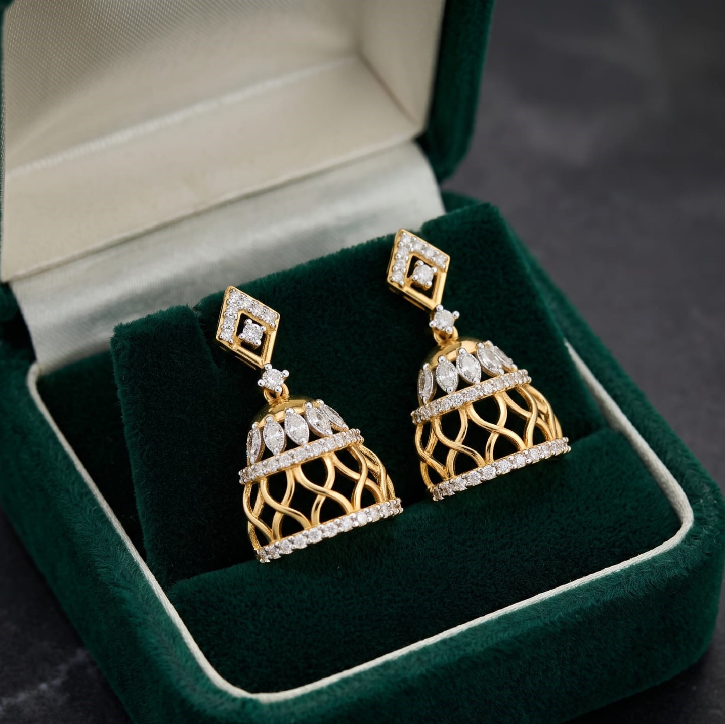 Radiant Star Design Diamond Earrings
