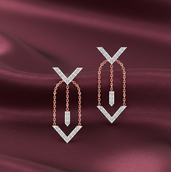 Glimmer Arc Diamond Drop Earrings