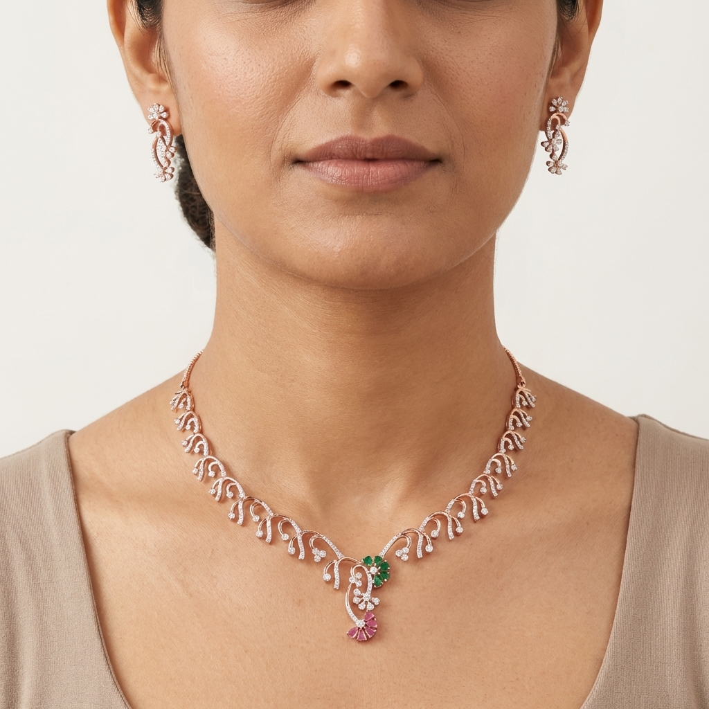 Divine Diamond Elegance Necklace Set - 4