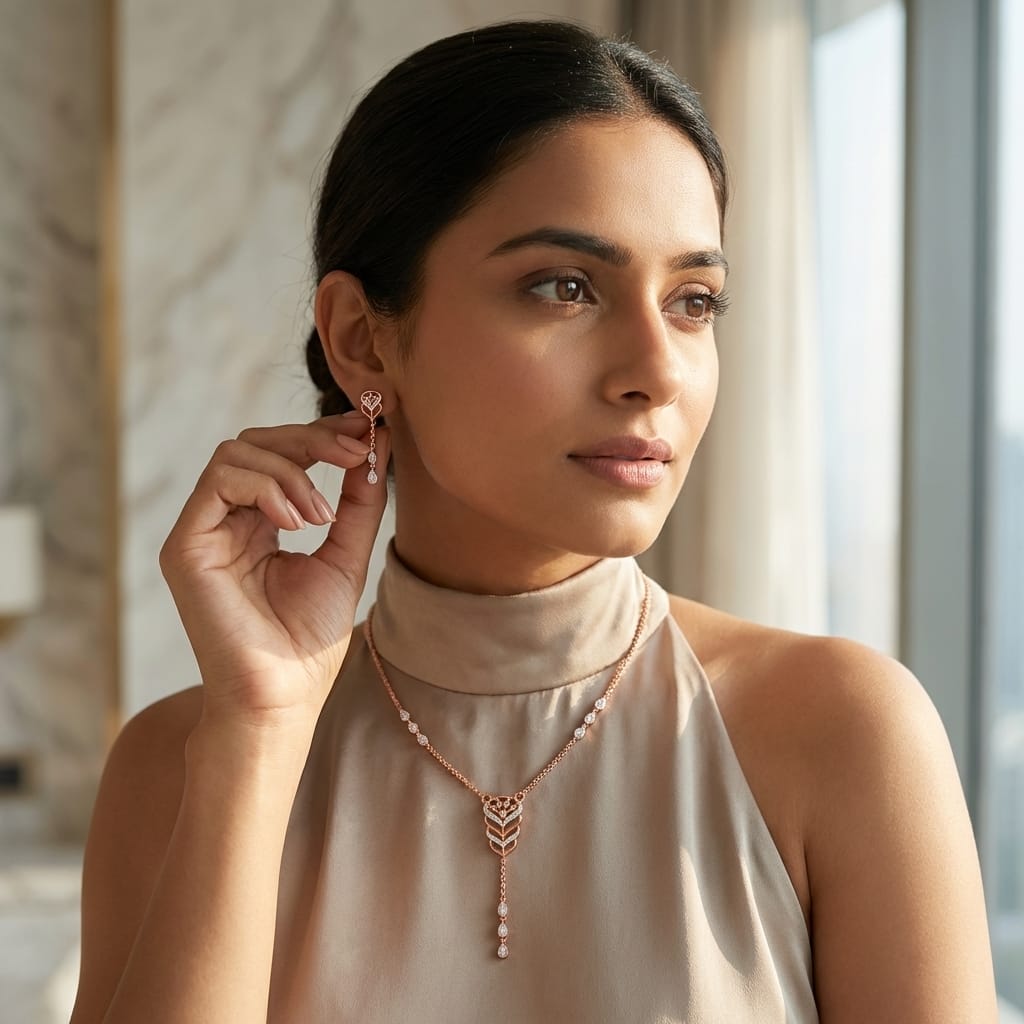 Imperial Diamond Charm Necklace Set - 3