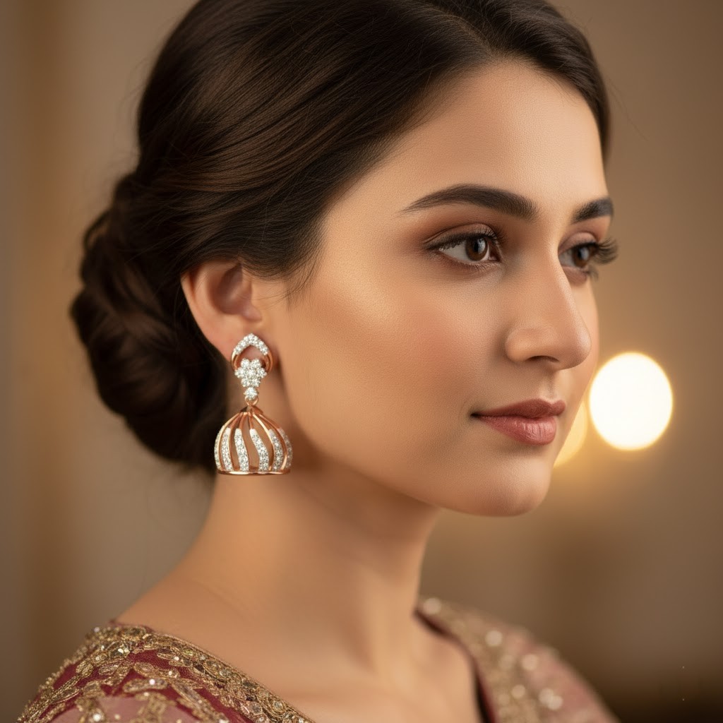 Shining Diamond Jhumki Earrings