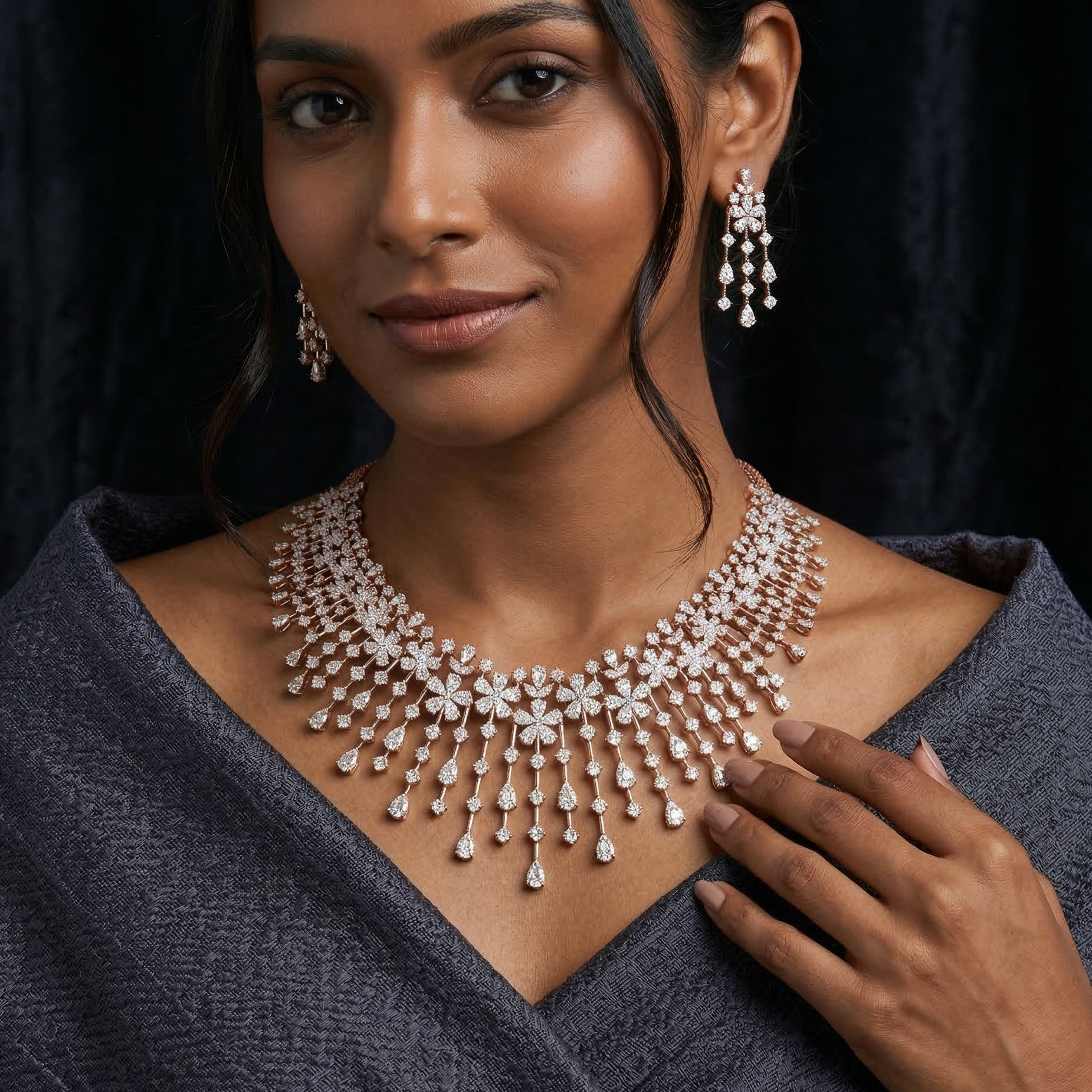 Fine Diamond Bridal Necklace Set - 3