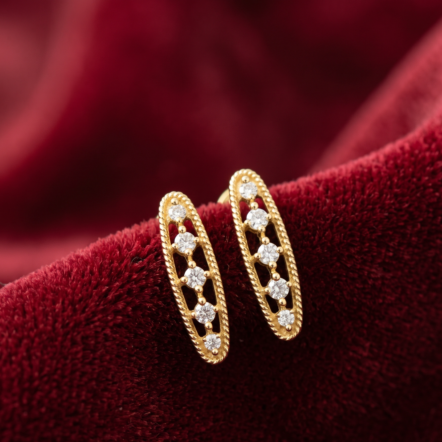 Contemporary Square Diamond Stud Earrings - 3