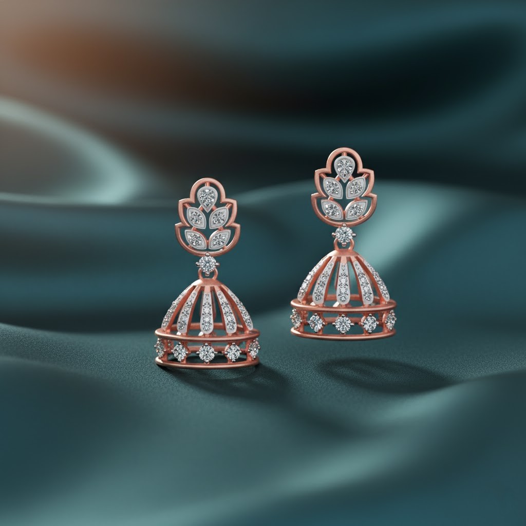 Festive Wear Diamond Jhumki Earrings