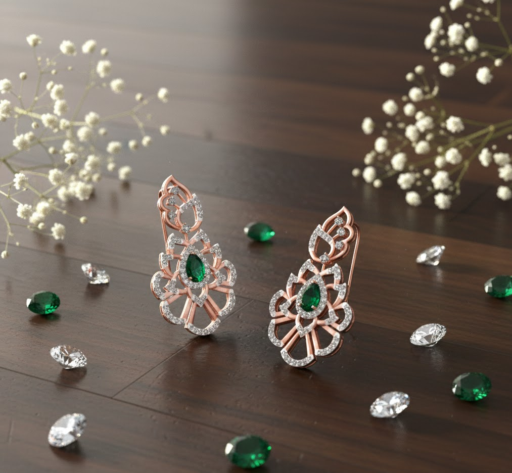 Ethereal Line Diamond Dangler Earrings