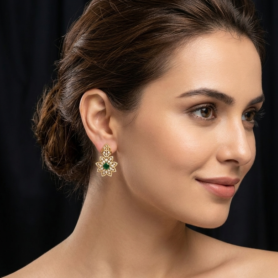 Elegant Modern Diamond Dangle Earrings - 3