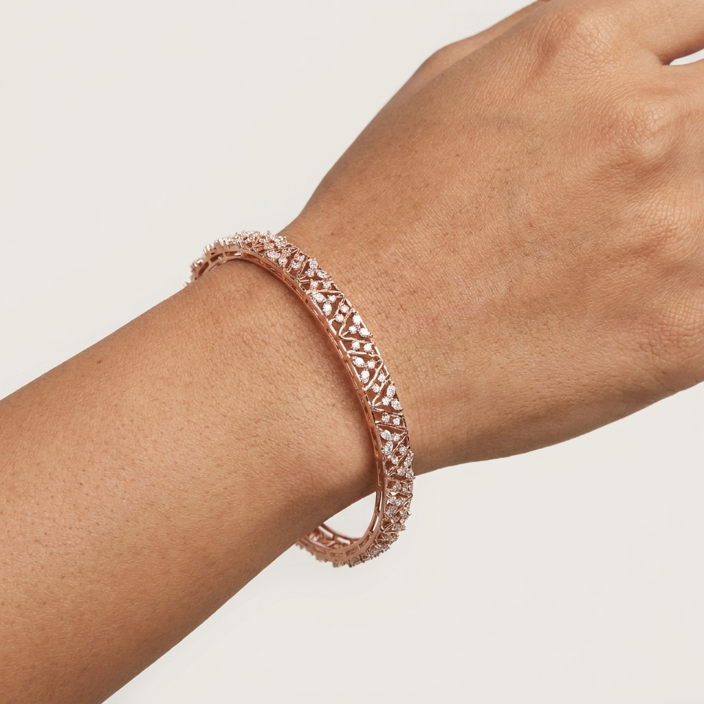 Contemporary Gold Diamond Bangles