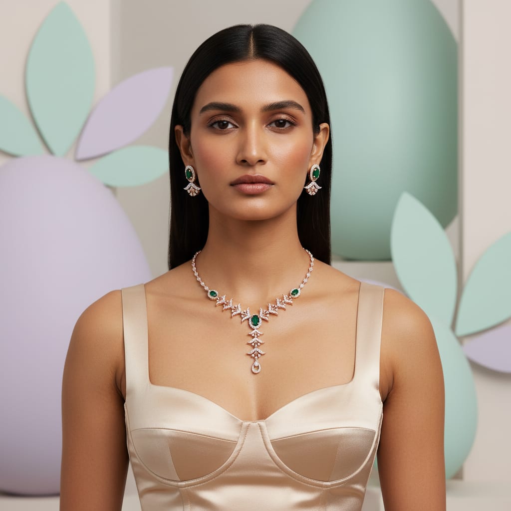 Divine Diamond Dazzle Necklace Set - 3