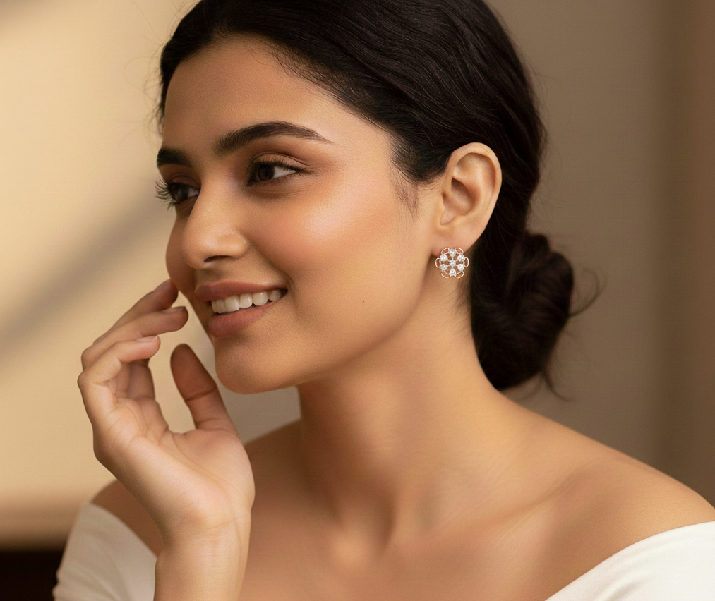 Sleek Diamond Stud Earrings - 3