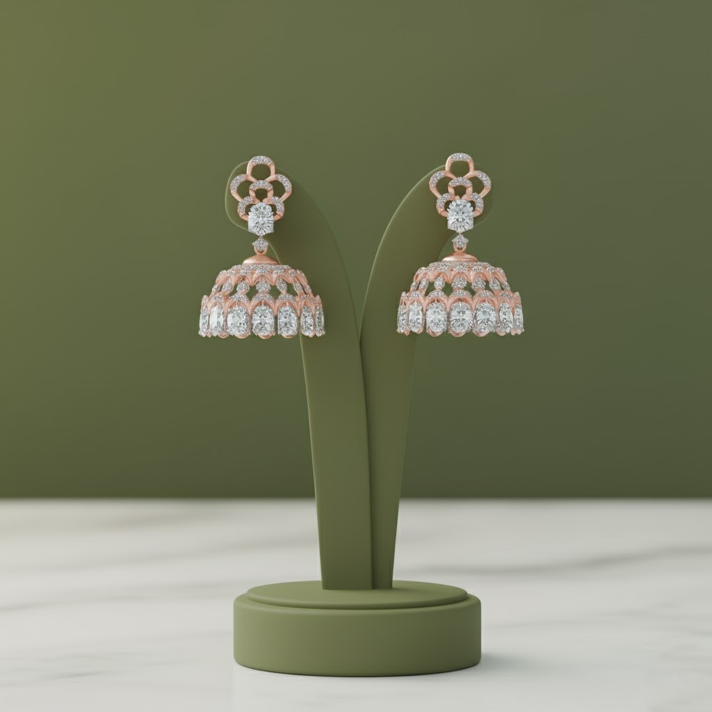 Designer Edition Diamond Jhumki Earrings - 3