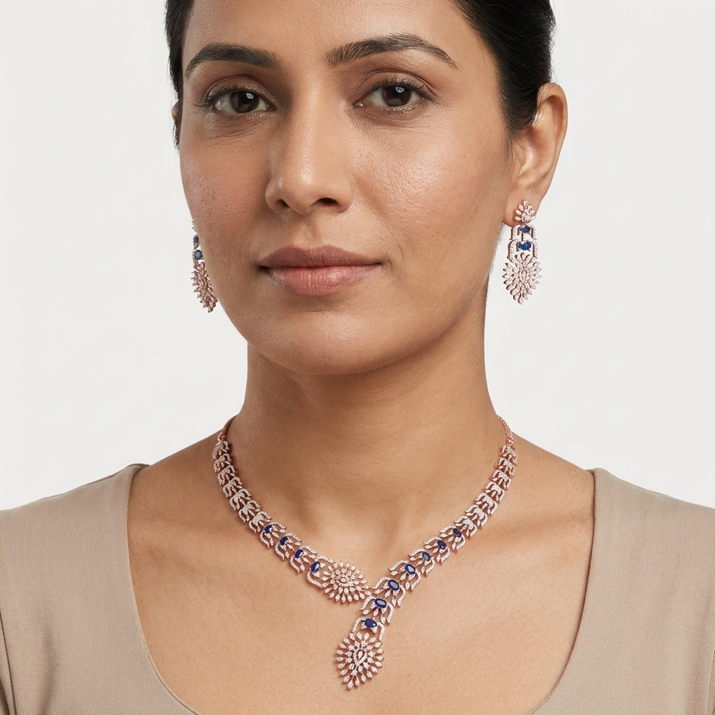 Opal Glow Diamond Elegance Necklace Set