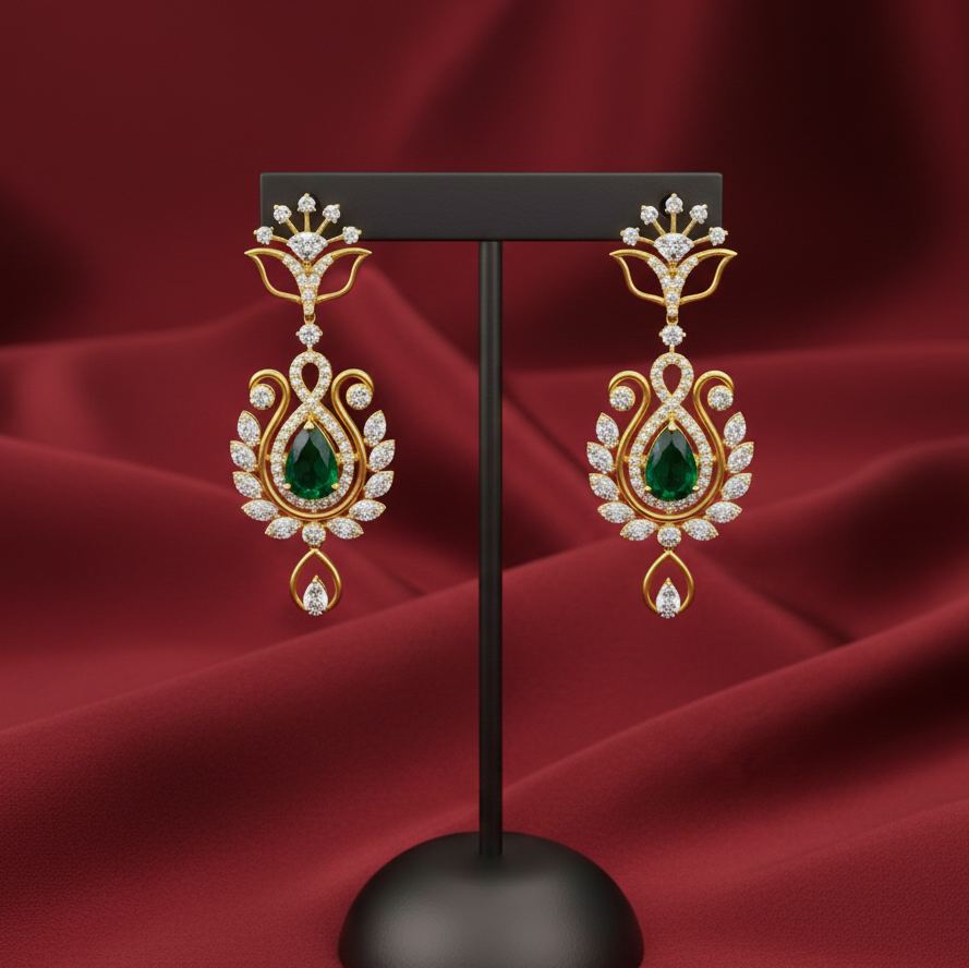 Elegant Long Diamond Dangle Earrings