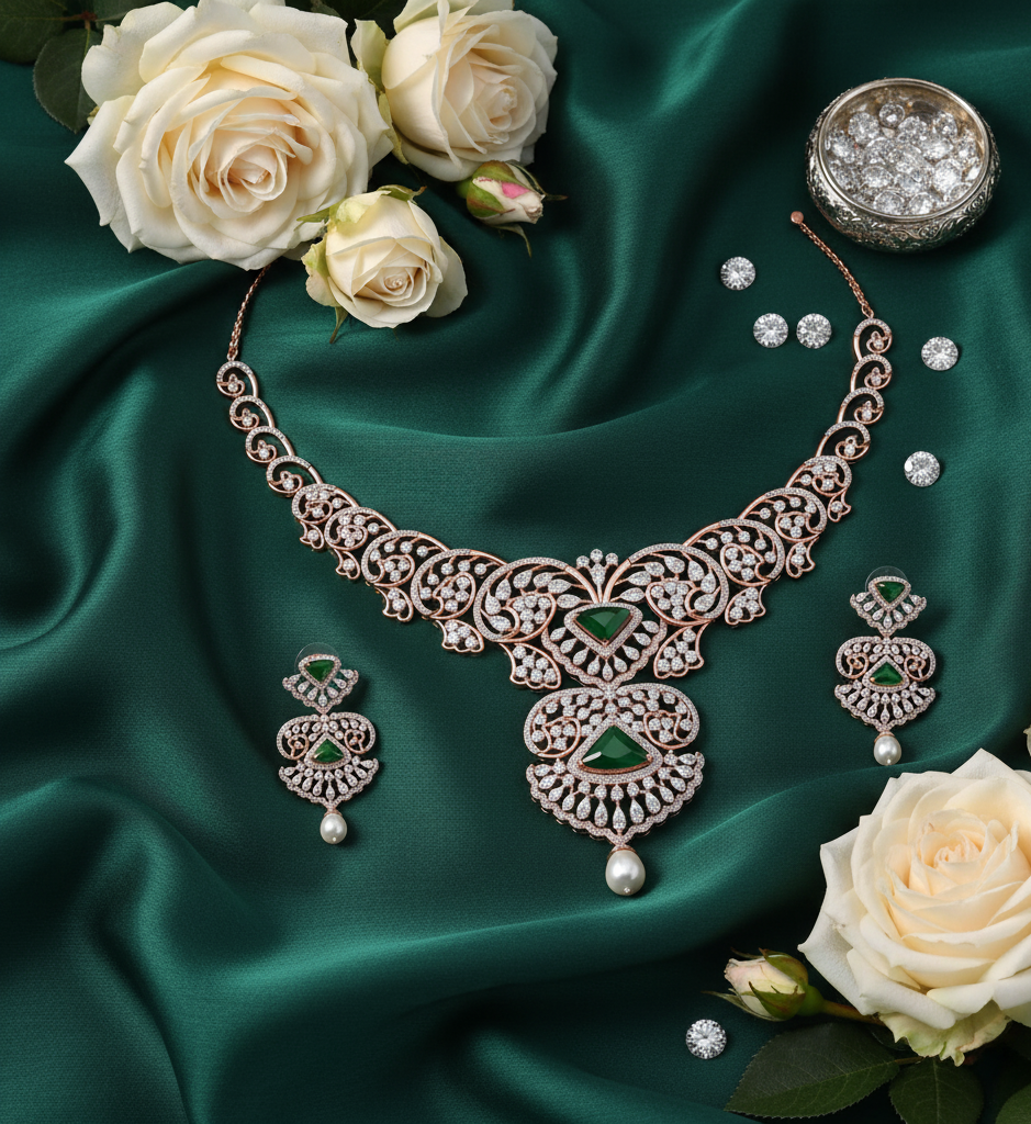 Shimmer Aura Diamond Necklace for Parties