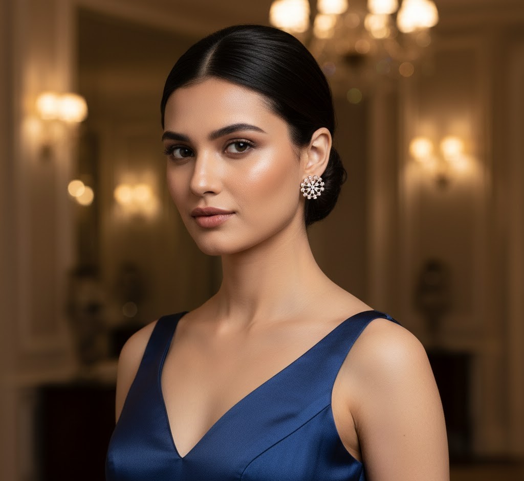 Elegant Crystal Diamond Stud Earrings