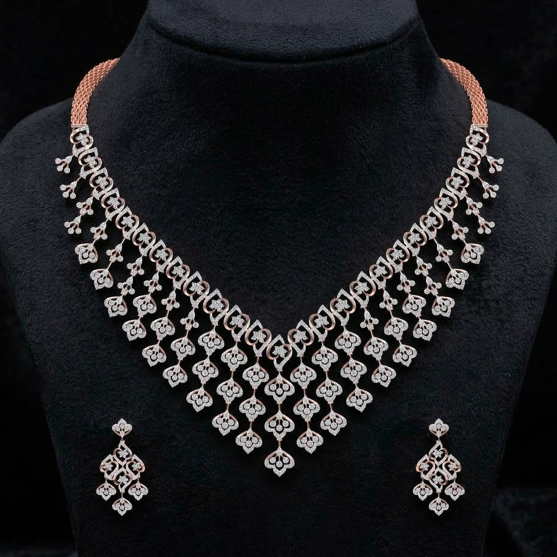 Dazzling Diamond Wedding Necklace Ensemble