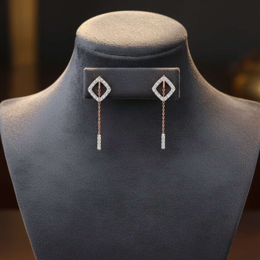 Prestige Curve Dangler Diamond Earrings - 3