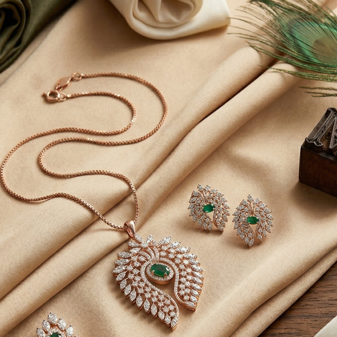 Luxe Beam Diamond Pendant Set