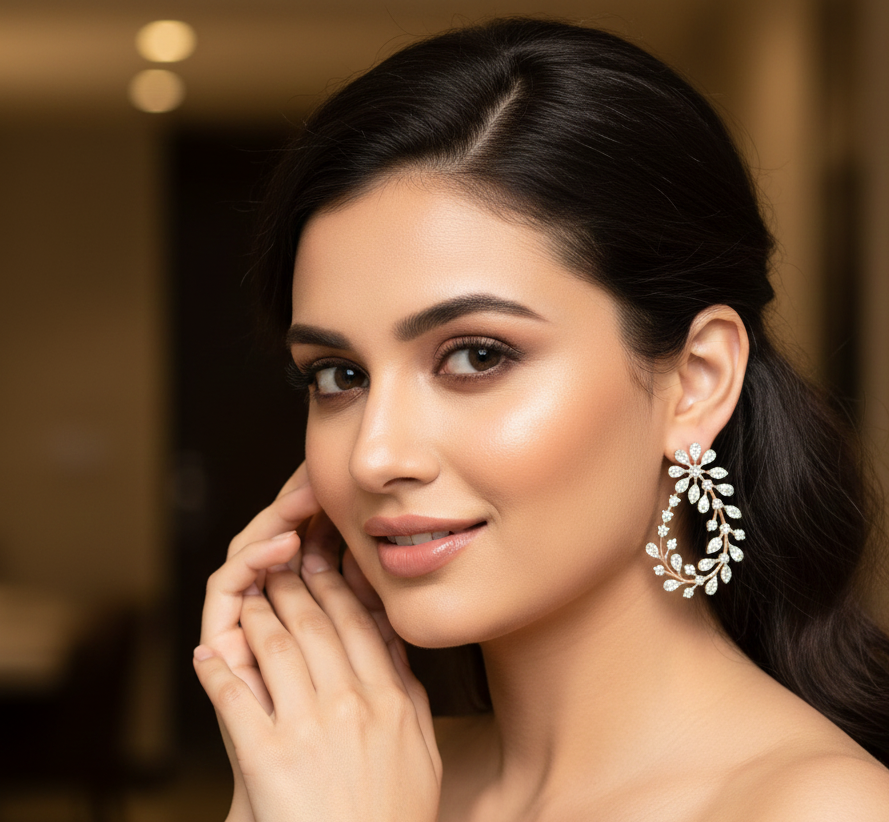 Crystal Radiance Diamond Stud Earrings