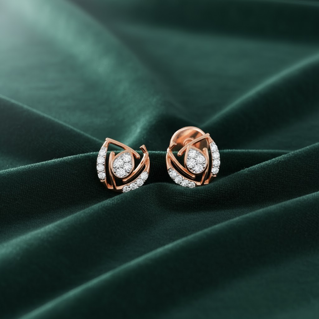 Lightweight Diamond Stud Earrings