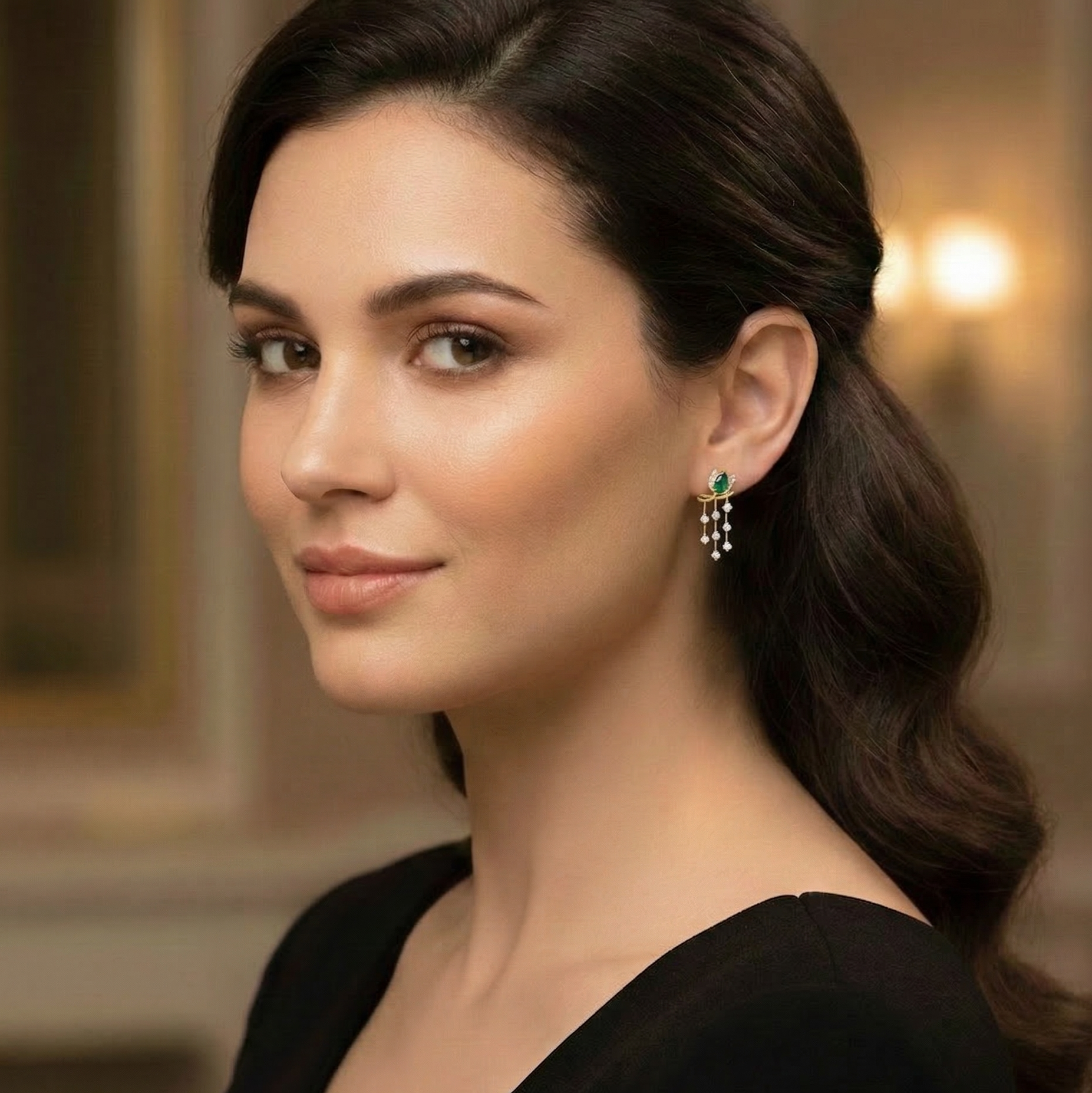 Graceful Diamond Dangle Earrings
