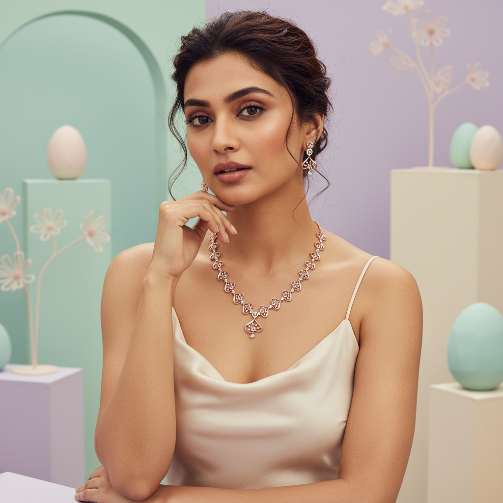 Glittering Diamond Luxe Necklace Set - 3