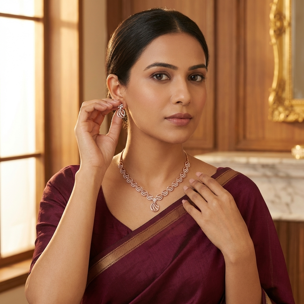 Sparkling Diamond Charm Necklace Set - 3