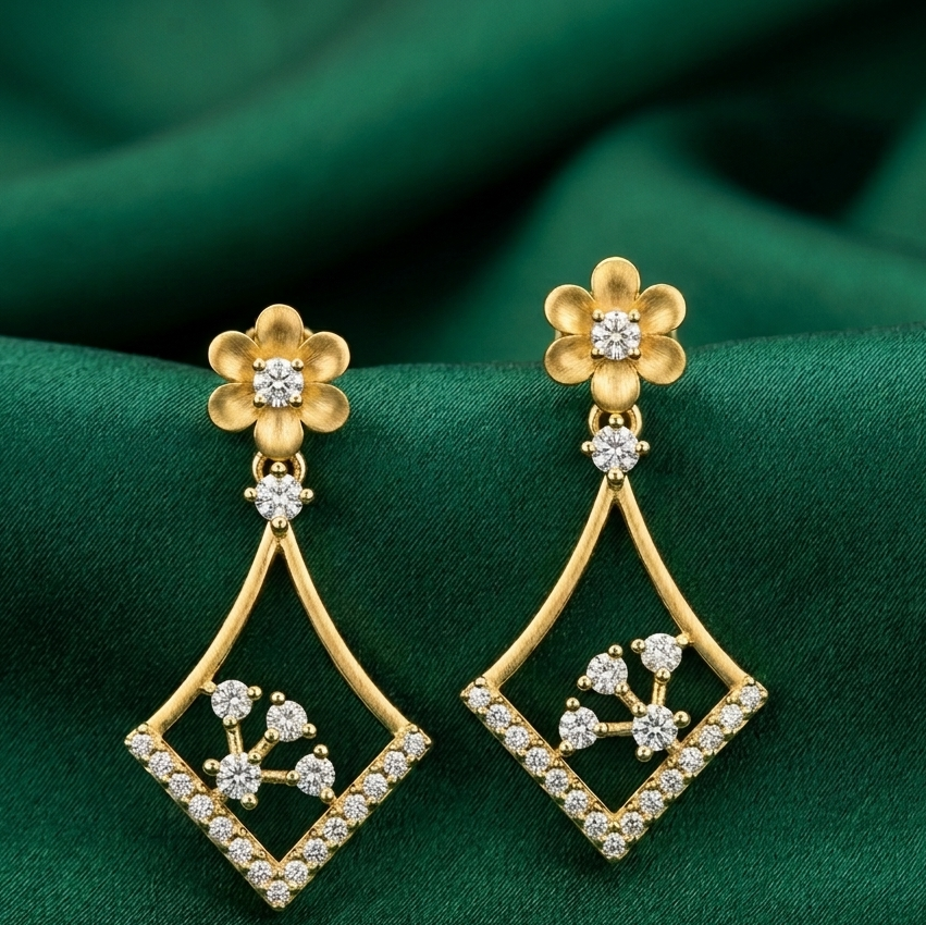 Premium Teardrop Dangle Diamond Earrings - 3
