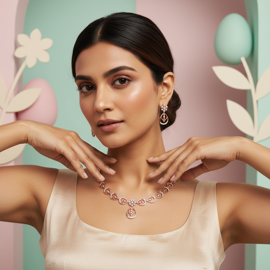 Shimmering Diamond Charm Necklace Set - 3