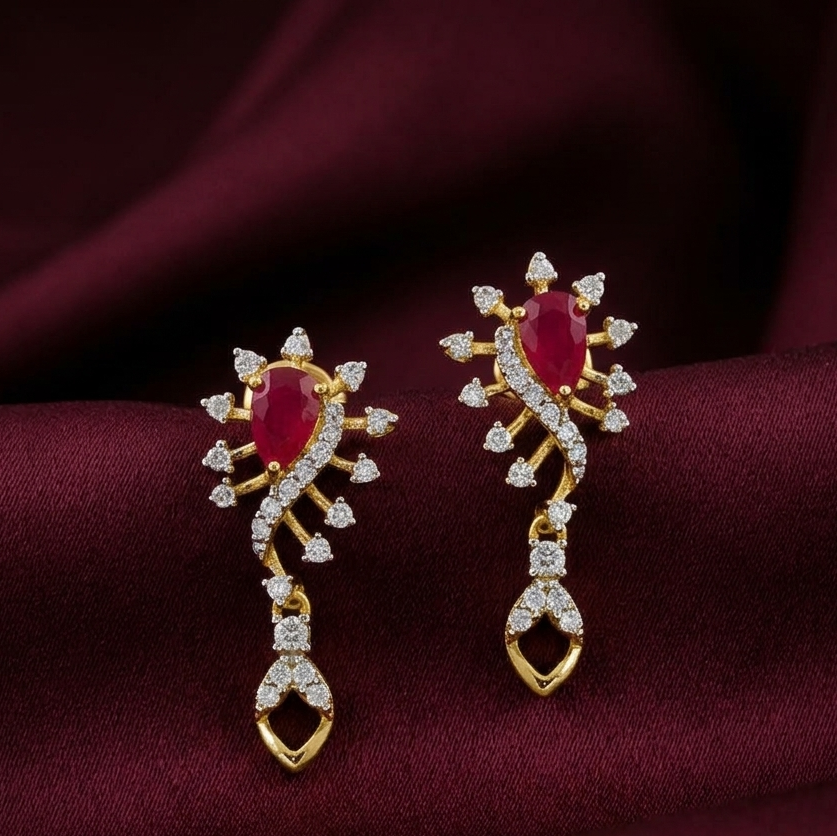 Sparkling Crescent Diamond Earrings - 3
