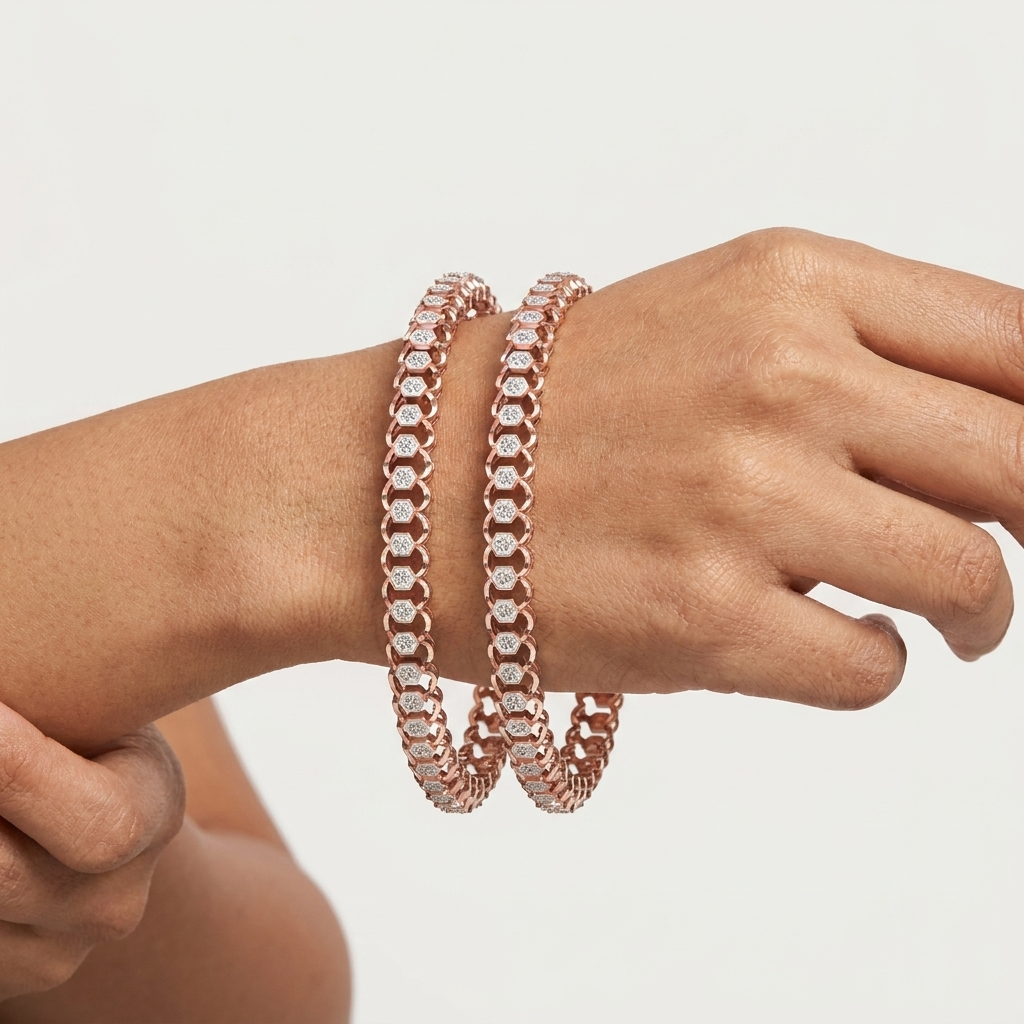 Geometric Diamond Bangles - 3