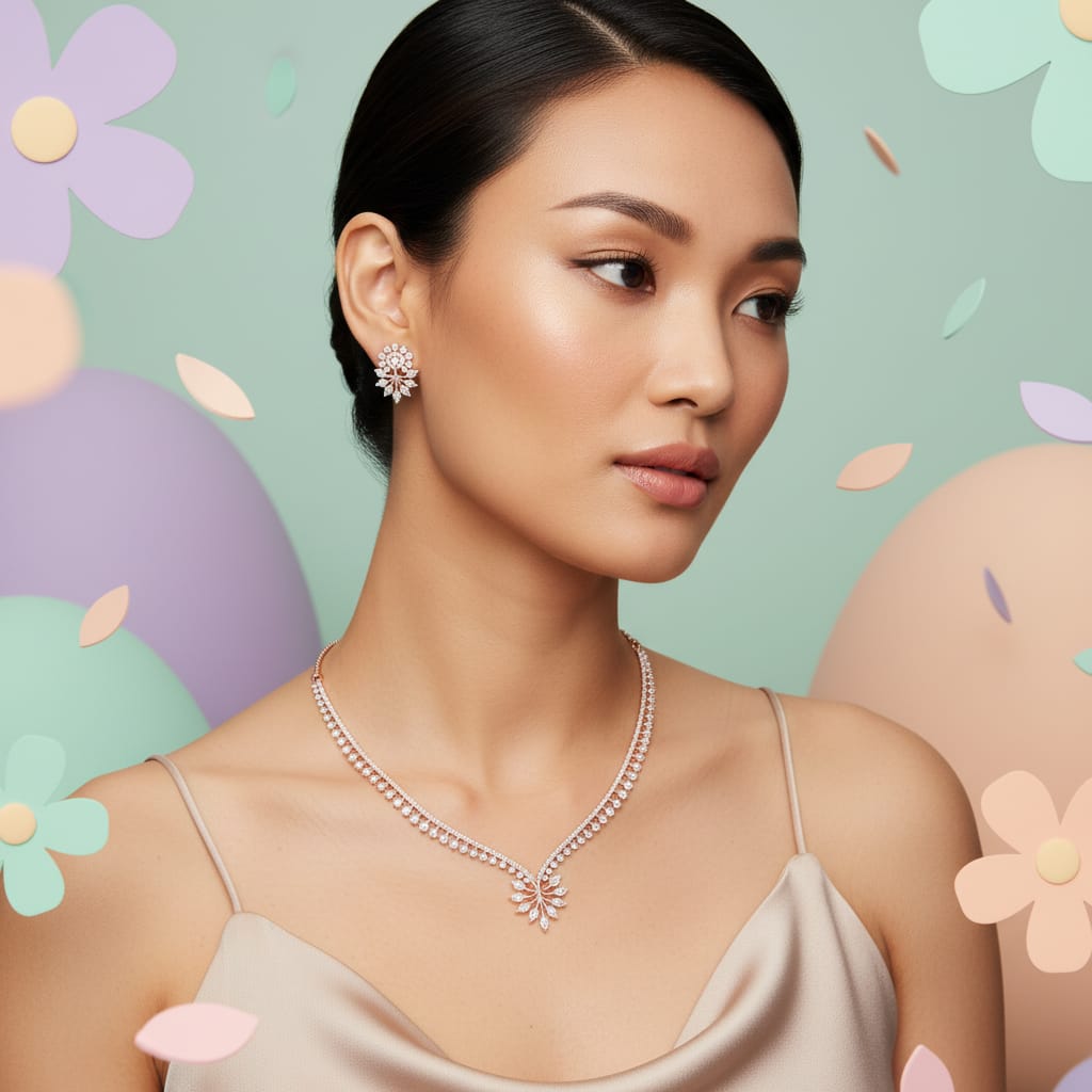Ethereal Diamond Radiance Necklace Set - 3