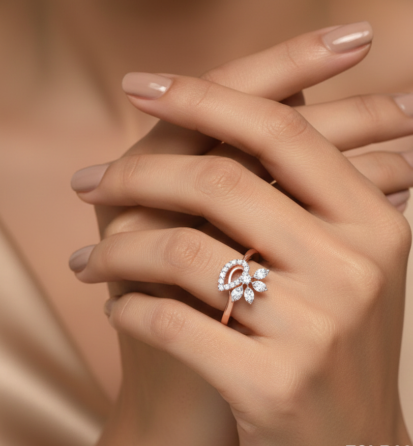 Luxe Crown Petal Diamond Ring - 3