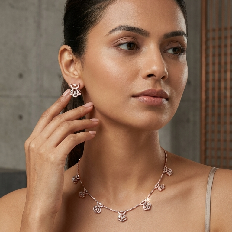 Modern Diamond Shine Necklace Set - 3