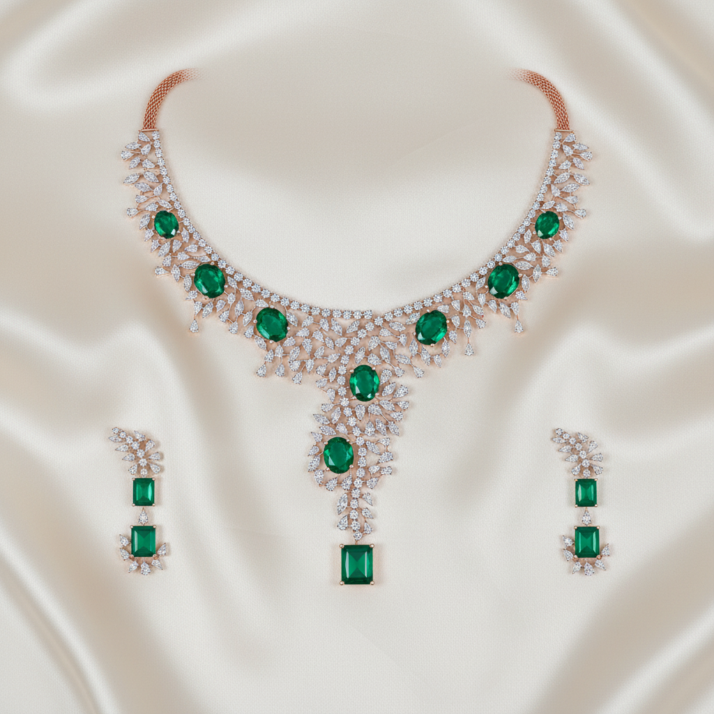 Wedding Glam Diamond Necklace Set