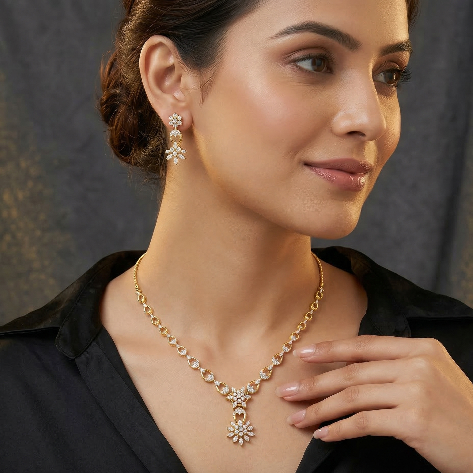 Luxury Diamond Grace Necklace Set - 3
