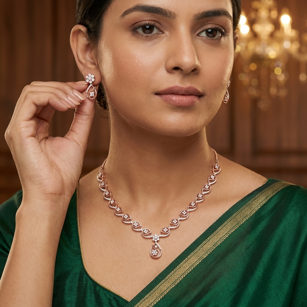 Glittering Diamond Grace Necklace Set - 4