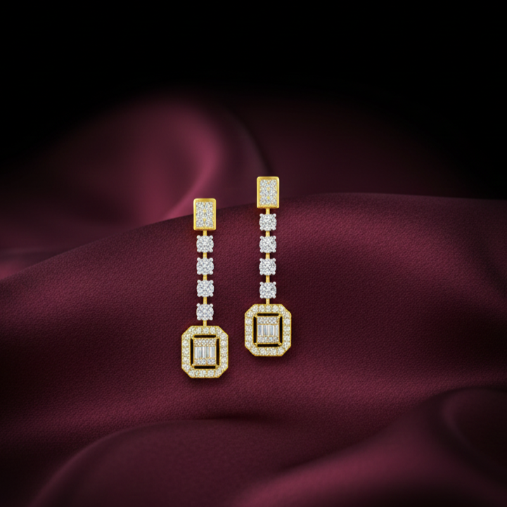 Elegant Spark Drop Diamond Earrings