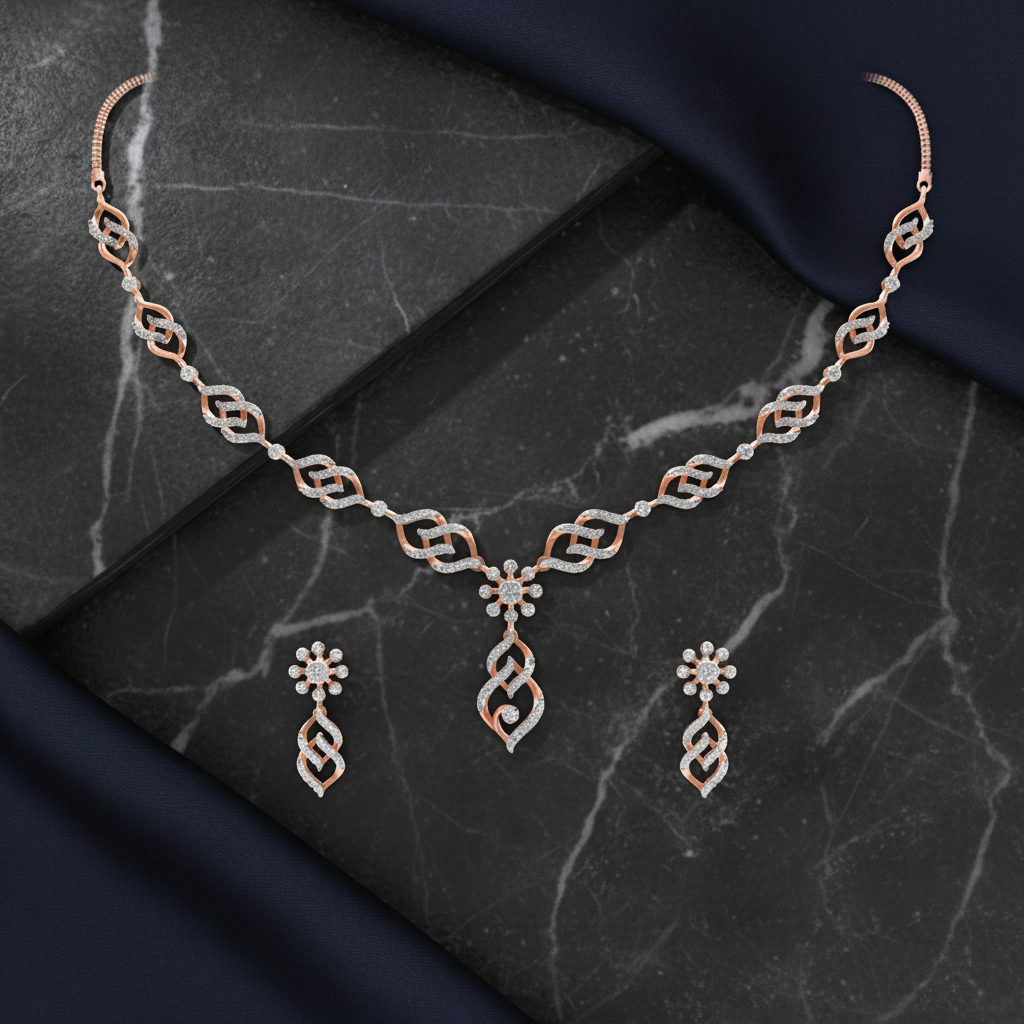 Glittering Diamond Aura Necklace Set