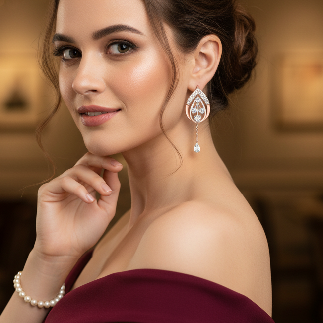 Silhouette Spark Diamond Drop Earrings
