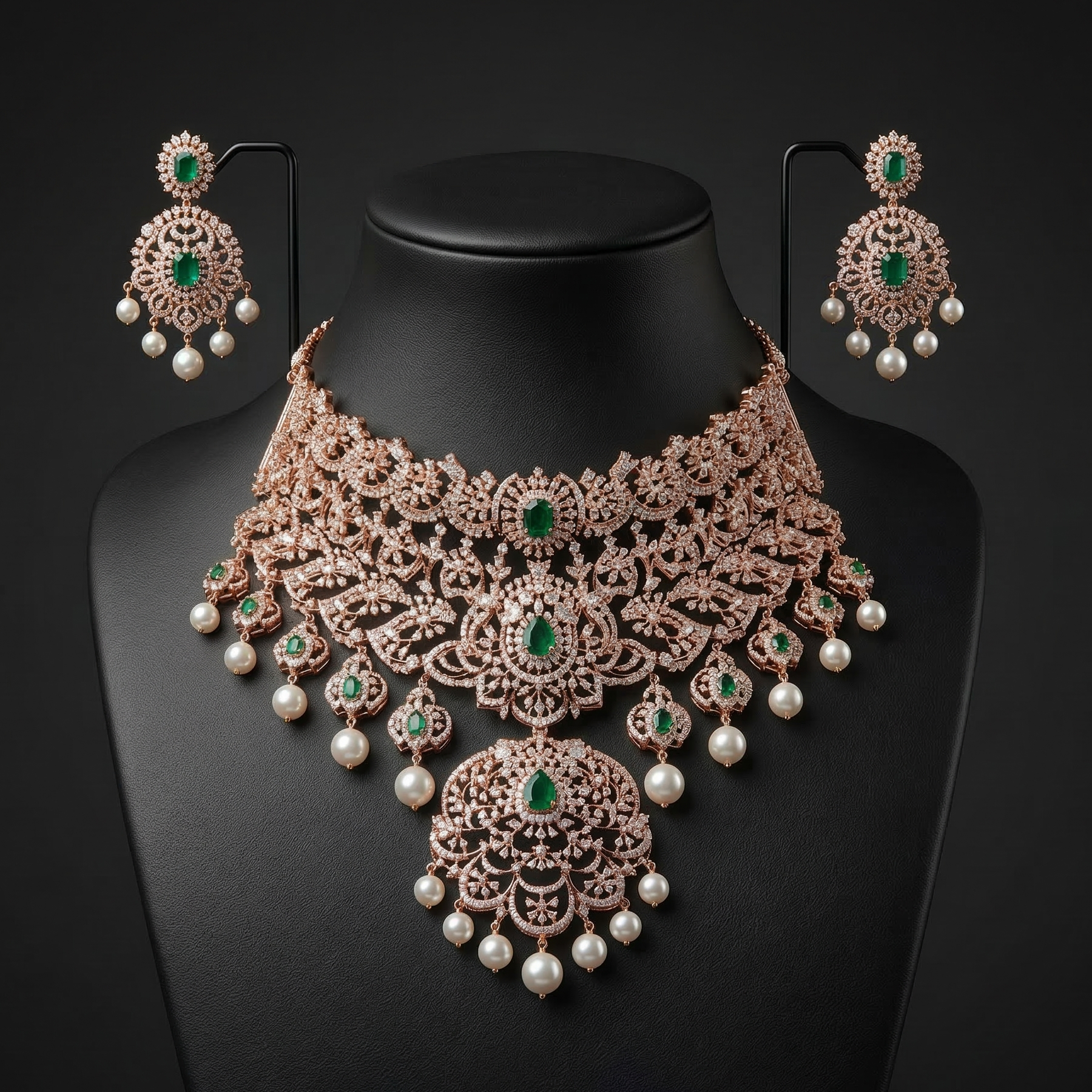 Royal Diamond Wedding Necklace Set