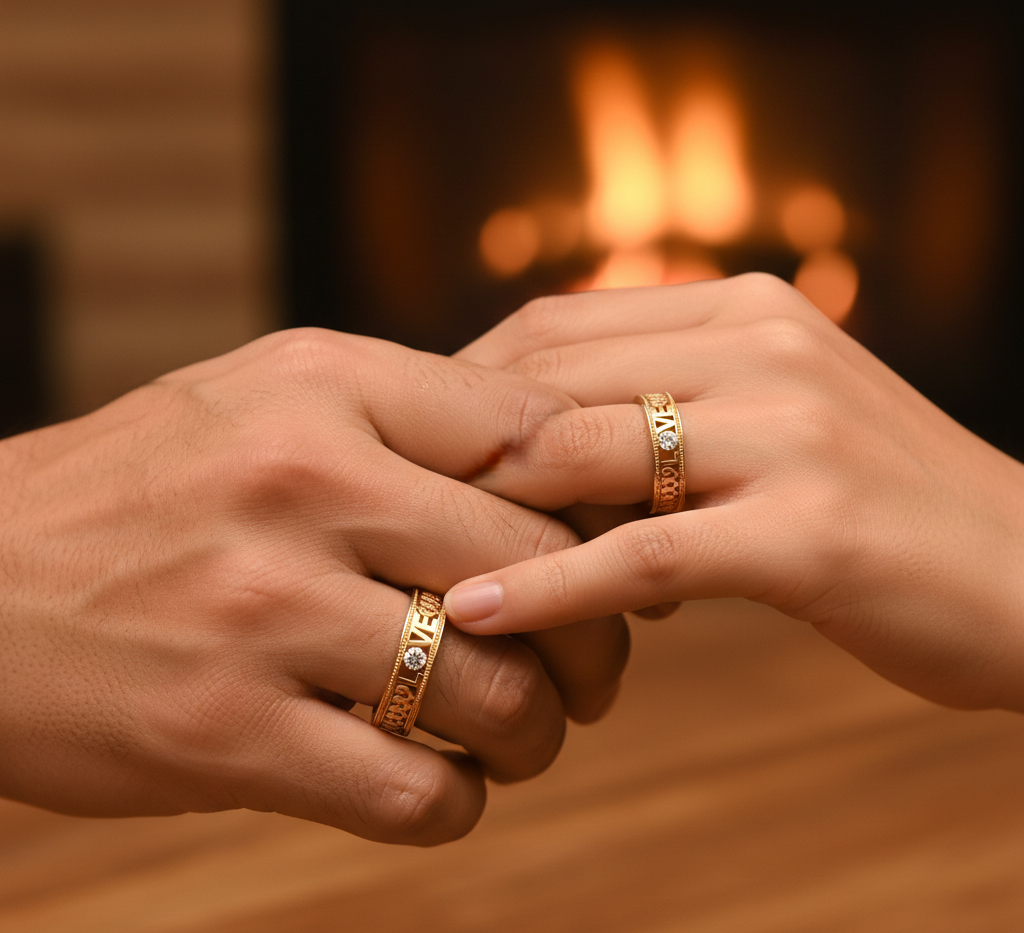 Elegant Cut Diamond Couple Band
