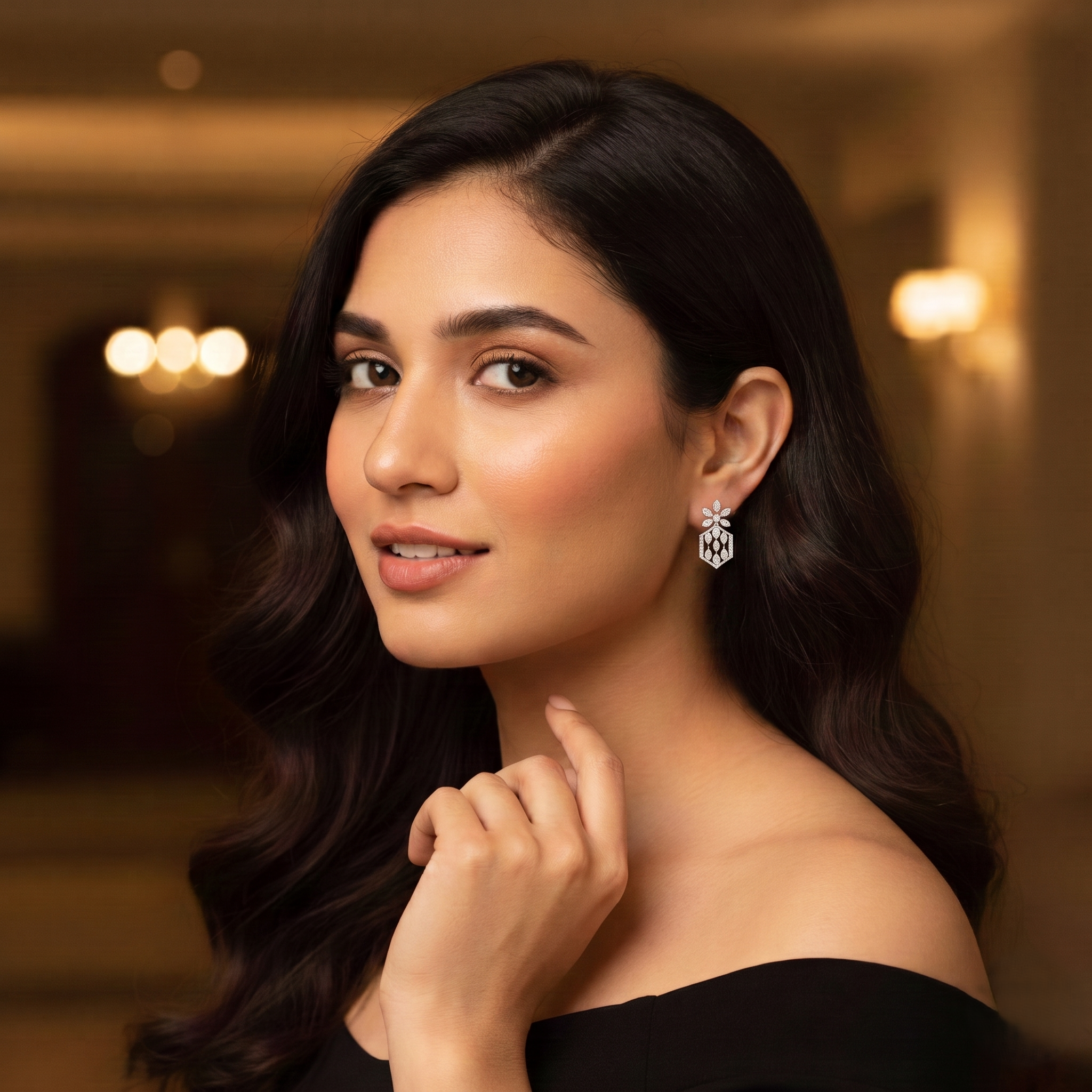 High Polish Diamond Stud Earrings - 3