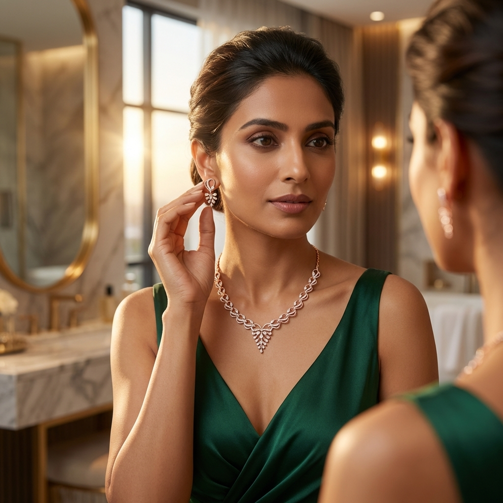 Regal Diamond Shine Necklace Set - 4