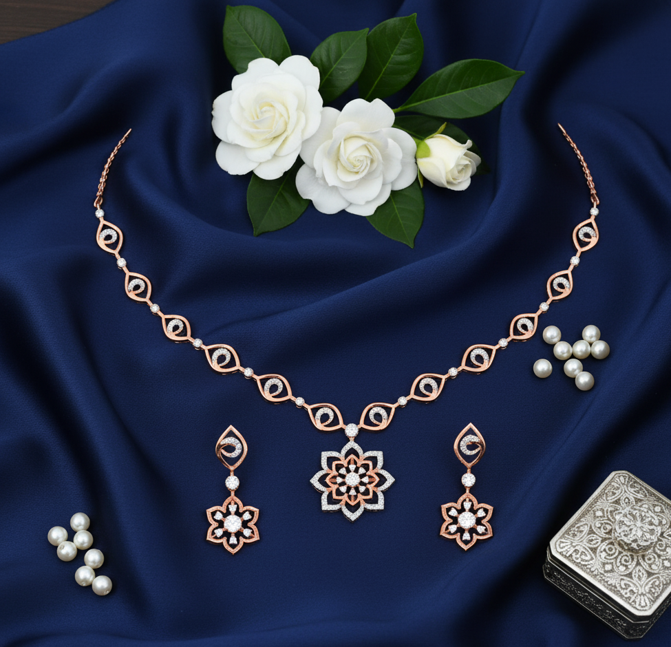 Regal Bloom Diamond Necklace for Wedding Style